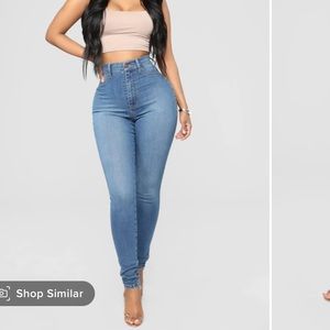 Medium wash high rise skinny jeans